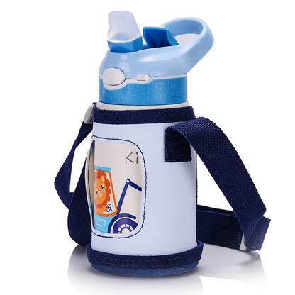 400ml Kids Stainless Steel Thermos Bottle with Duck-Bill Straw – Vacuum Insulated Leakproof Cup 