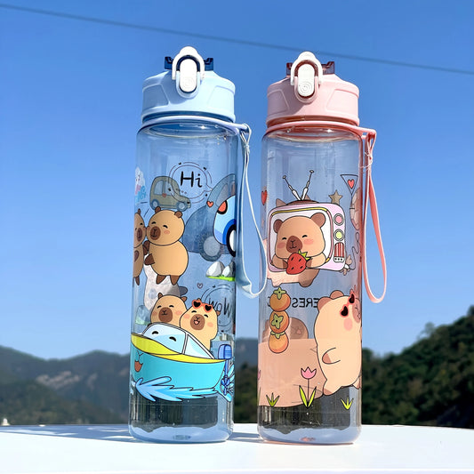 800ml Cartoon Kids Water Bottle with Straw – Leakproof Sippy Cup for Children, School &amp; Outdoor Use 